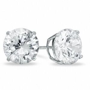 Renaissance Collection 14k White Gold CZ Studs